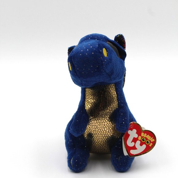 Ty Beanie BOO 6" Saffire the Dragon Large Colored Glittery Eyes Plush Toy NWT - Picture 5 of 7